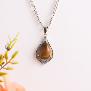 Natural Tiger Eye Pear Shape Pendant – Confidence Crystal