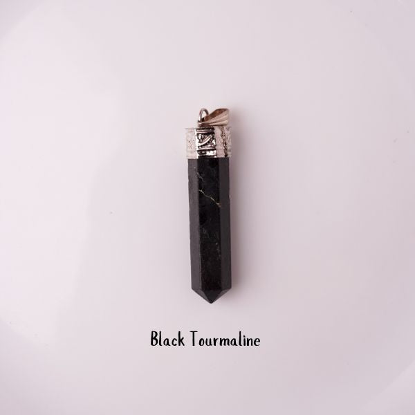 Natural Black Tourmaline Pencil Pendant – Protection Crystal | Bellarosa Gems