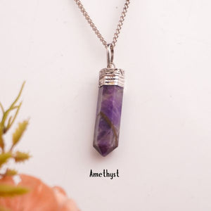 Natural Pencil Pendant Flat Lay – Crystal Jewellery | Bellarosa Gems Surat