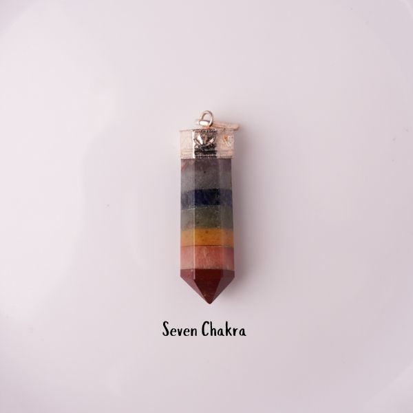 Natural Seven Chakra Pencil Pendant – Healing Crystal | Bellarosa Gems