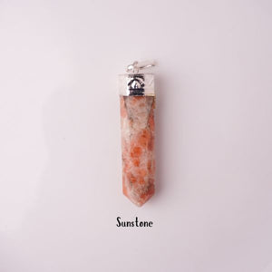 Natural Sunstone Pencil Pendant – Orange Crystal | Bellarosa Gems Surat