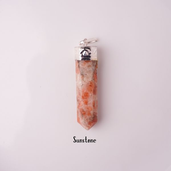 Natural Sunstone Pencil Pendant – Orange Crystal | Bellarosa Gems Surat