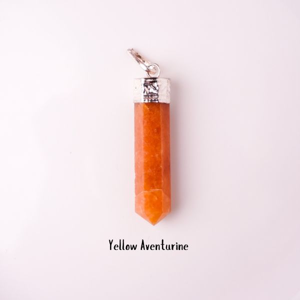 Natural Yellow Aventurine Pencil Pendant – Certified Crystal | Bellarosa Gems