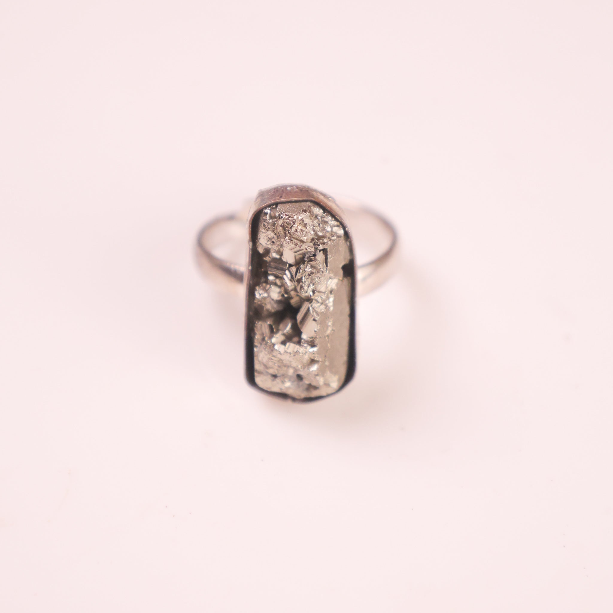 Natural Pyrite Adjustable Ring Set – TGL Certified Crystal Rings | Bellarosa Gems
