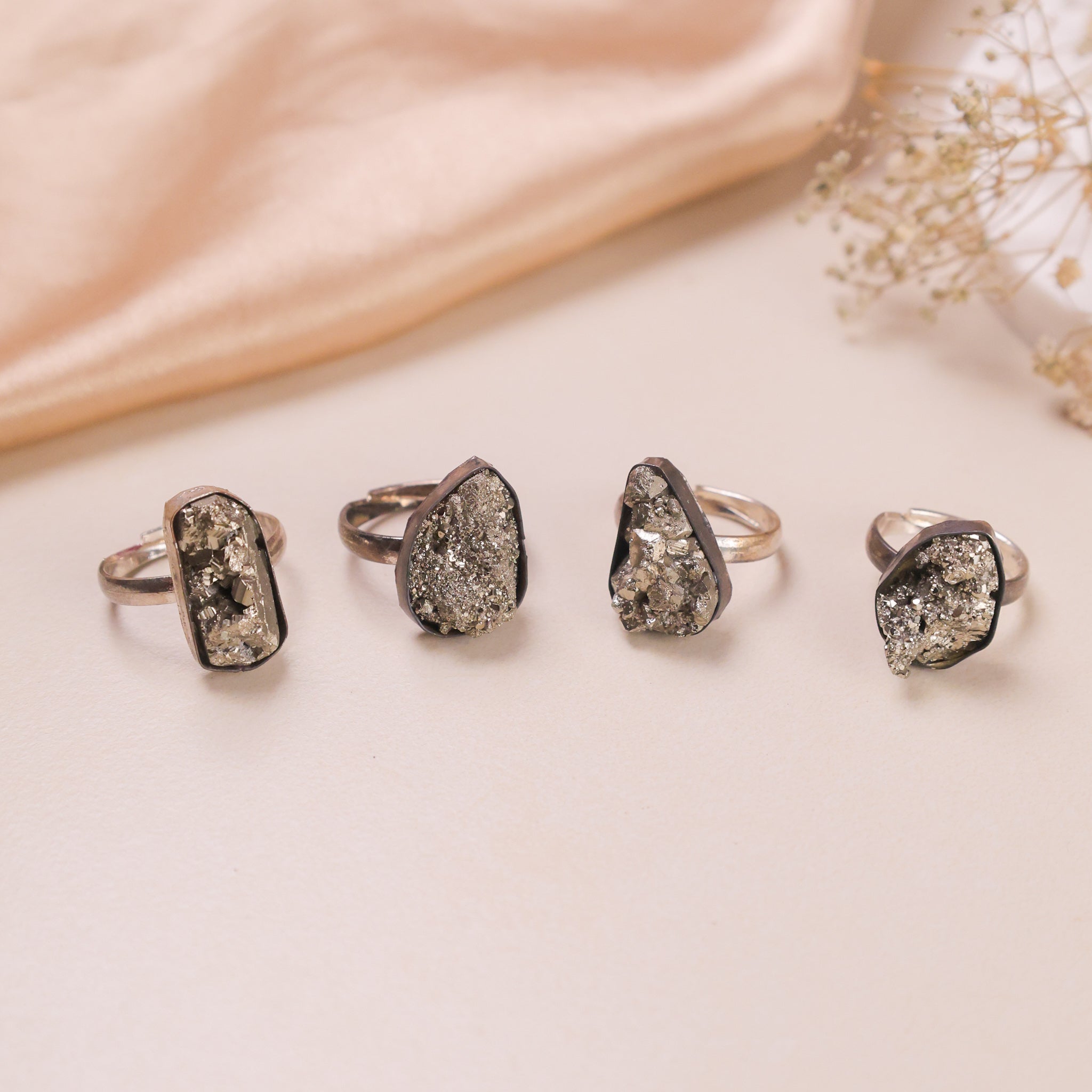 Natural Pyrite Adjustable Ring TGL Certified – Bellarosa Gems Surat