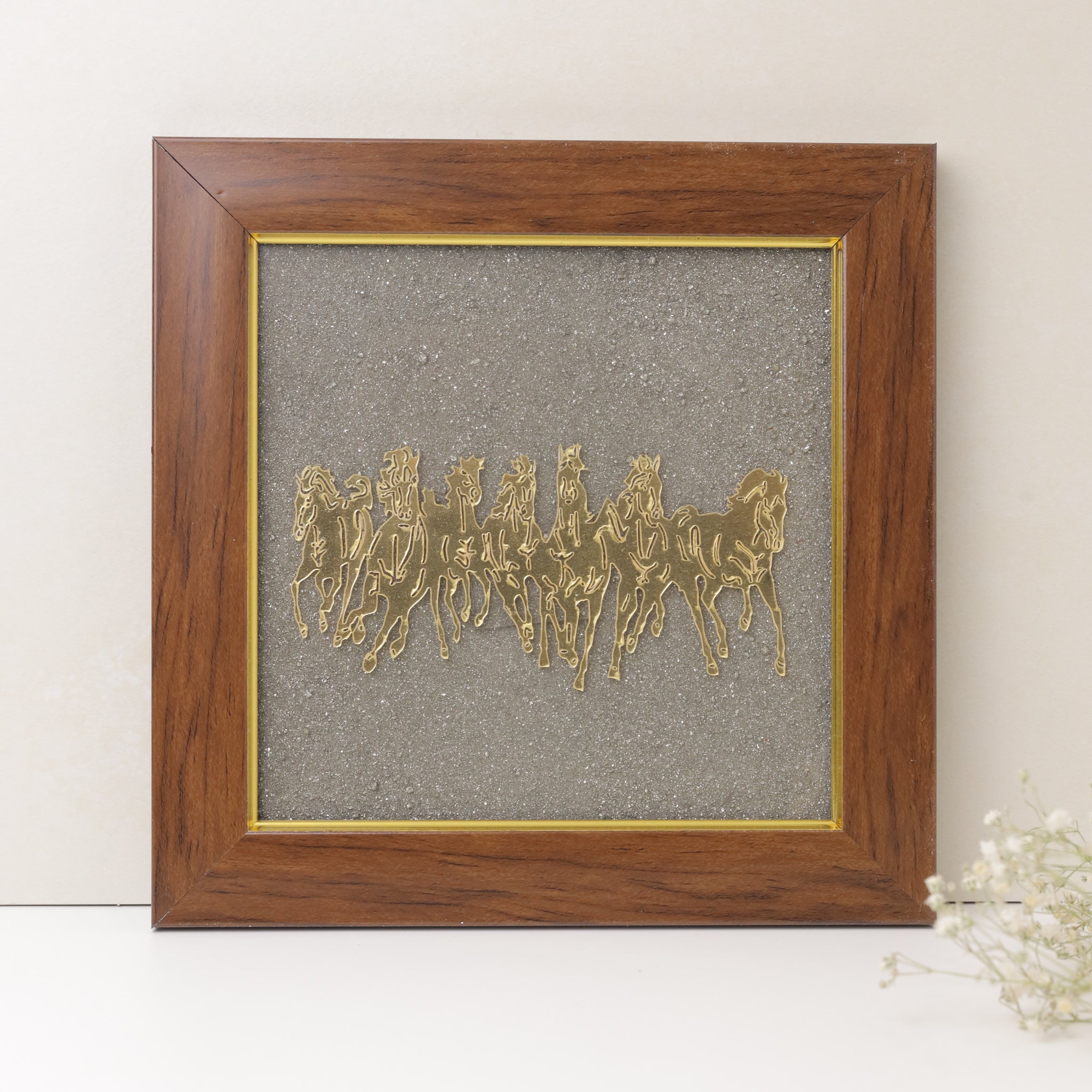 Natural Pyrite Seven Running Horse Frame – Vastu Wealth Decor