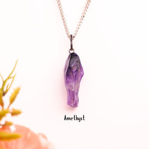 Natural Amethyst Raw Pendant – Purple Crystal Pendant