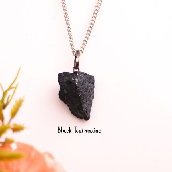 Natural Black Tourmaline Raw Pendant – Protection Crystal