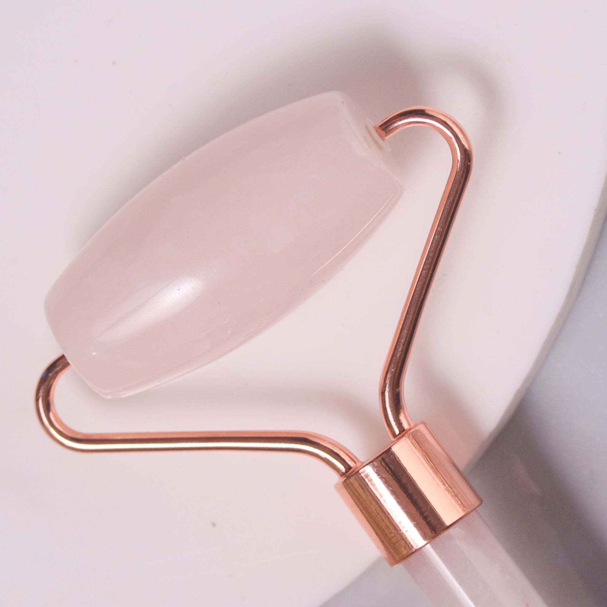Natural Rose Quartz Face Roller Angle View – Certified Crystal