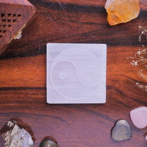 Natural Selenite Yin Yang Plate – Crystal Charging Balancing Tool