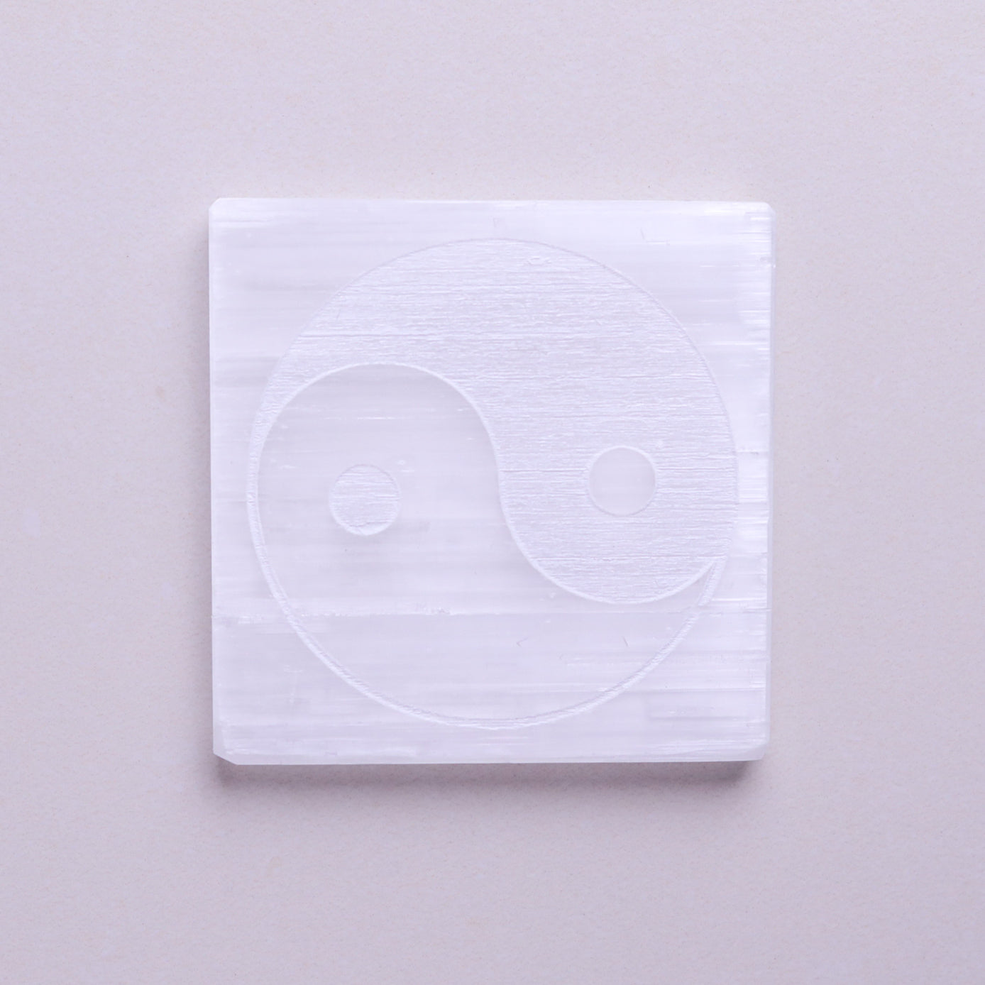 Natural Selenite Yin Yang Plate Styled Shot – Crystal Recharging Tool
