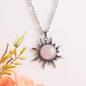 Natural Sun Shape Crystal Pendant Close Up – Genuine Stone