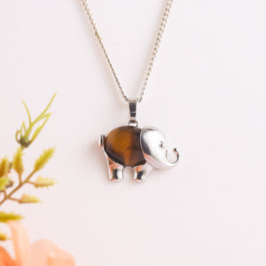 Natural Tiger Eye Elephant Pendant Second View – Certified
