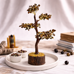 Natural Tiger Eye Crystal Tree Side Angle – Strength Stone Tree | Bellarosa Gems