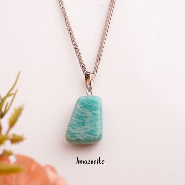 Natural Amazonite Tumble Pendant – Blue Green Crystal