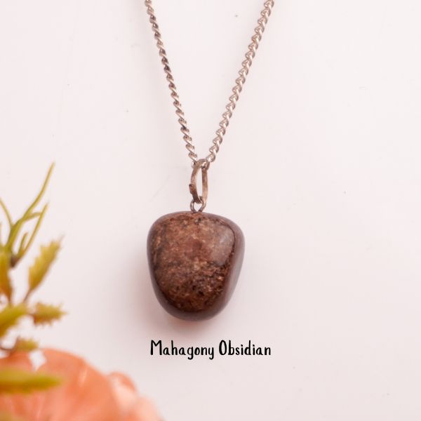 Natural Mahogany Obsidian Tumble Pendant – Grounding Crystal