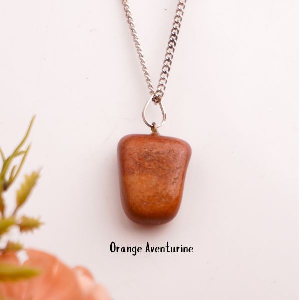 Natural Orange Aventurine Tumble Pendant – Energy Stone