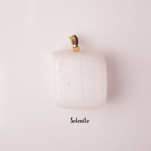 Natural Selenite Tumble Pendant – White Crystal Jewellery