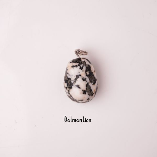 Natural Dalmatian Tumble Pendant – Spotted Crystal Jewellery