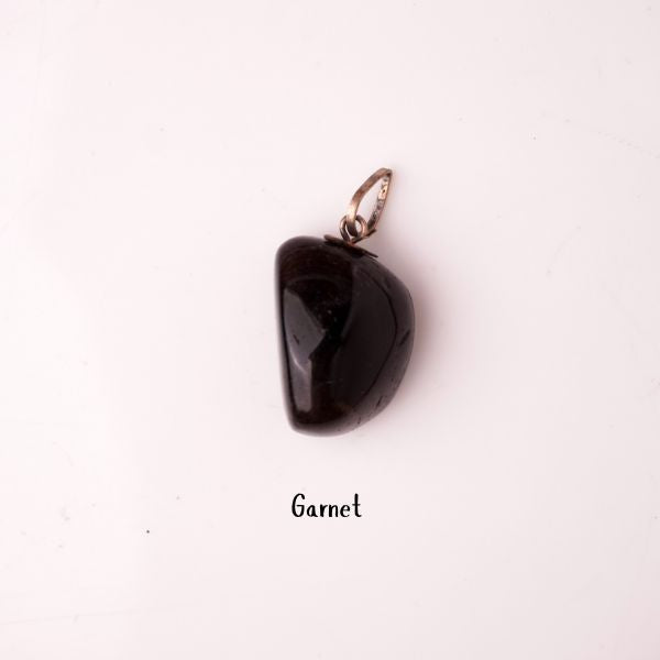 Natural Garnet Tumble Pendant – Deep Red Crystal Jewellery