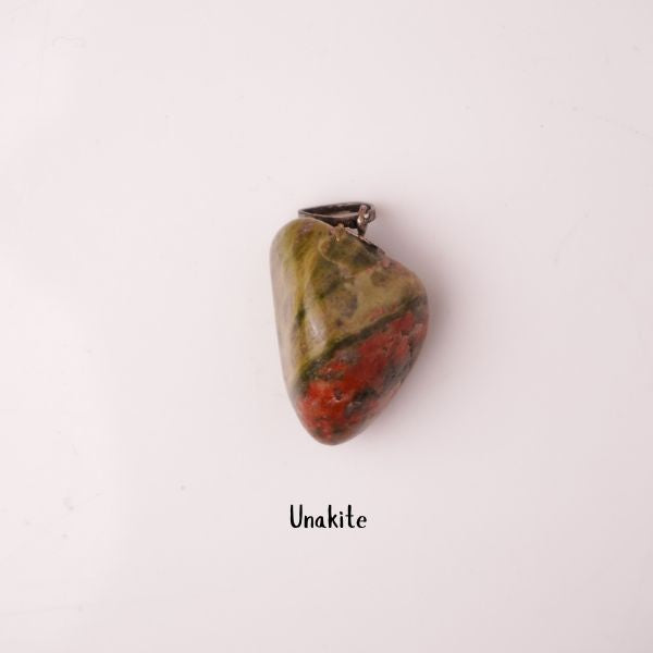 Natural Unakite Tumble Pendant – Green Pink Crystal