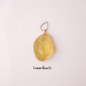 Natural Lemon Quartz Tumble Pendant – Yellow Crystal Jewellery