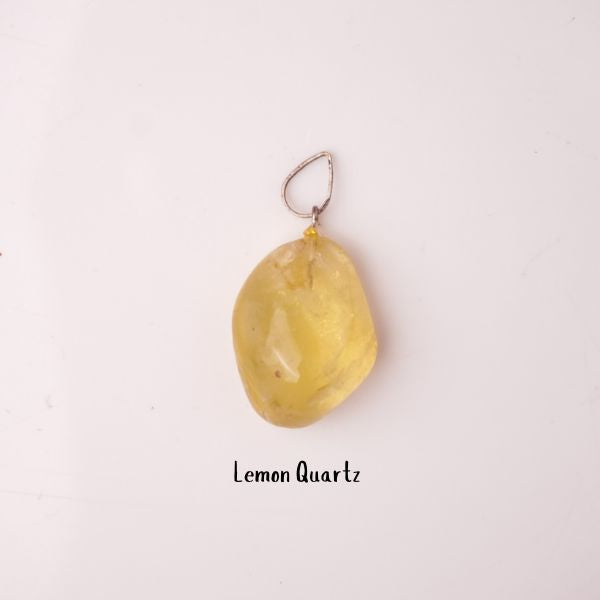 Natural Lemon Quartz Tumble Pendant – Yellow Crystal Jewellery
