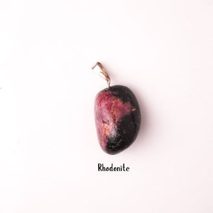 Natural Rhodonite Tumble Pendant – Pink Black Crystal