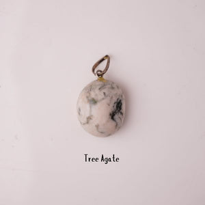 Natural Tree Agate Tumble Pendant – Green White Stone