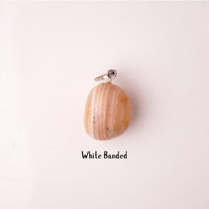 Natural White Banded Tumble Pendant – Crystal Jewellery