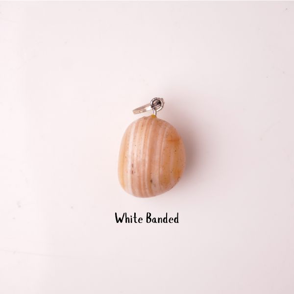 Natural White Banded Tumble Pendant – Crystal Jewellery