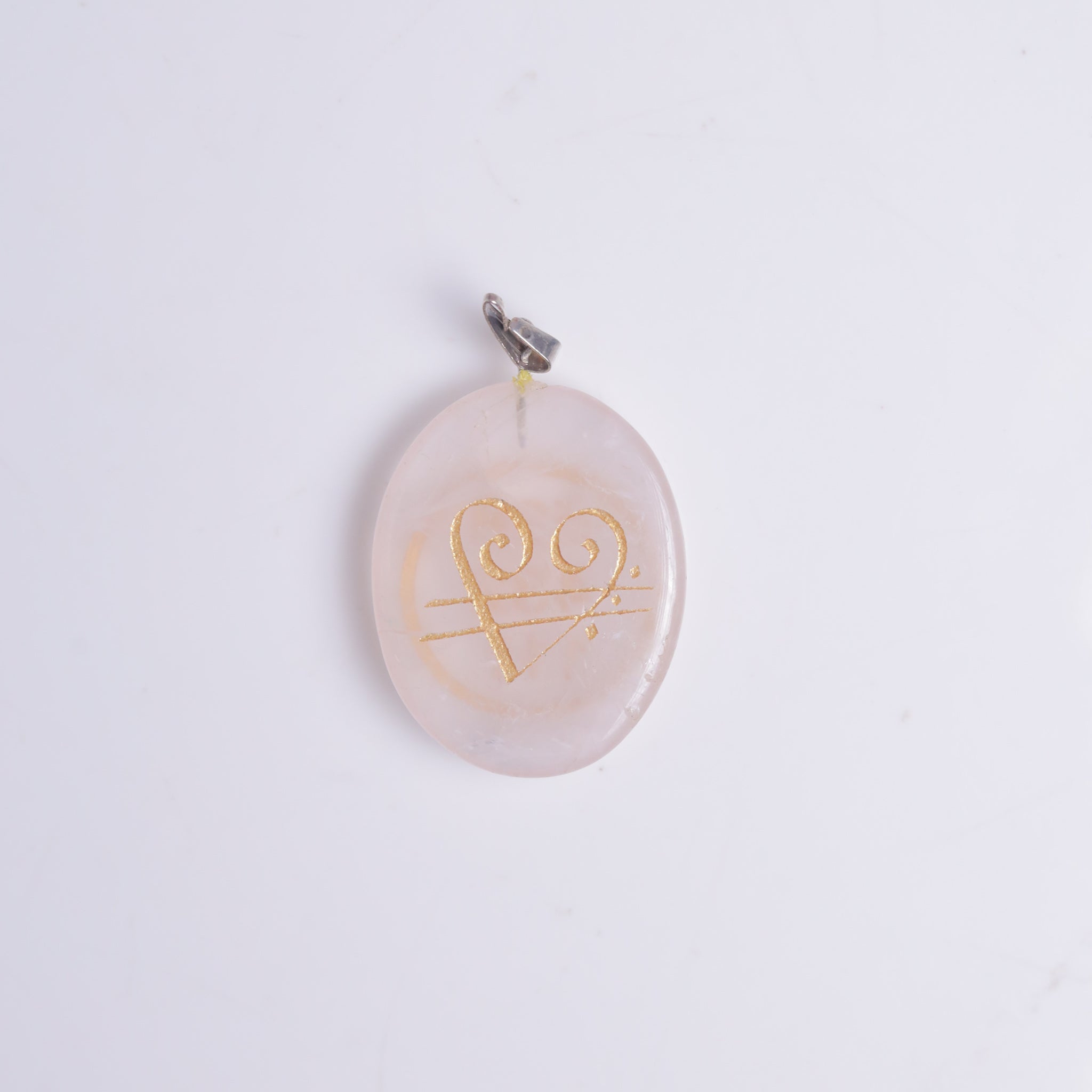 Natural Zibu Coin Pendant Flat Lay – Rose Quartz Aventurine