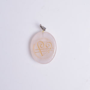 Natural Zibu Coin Pendant Flat Lay – Rose Quartz Aventurine