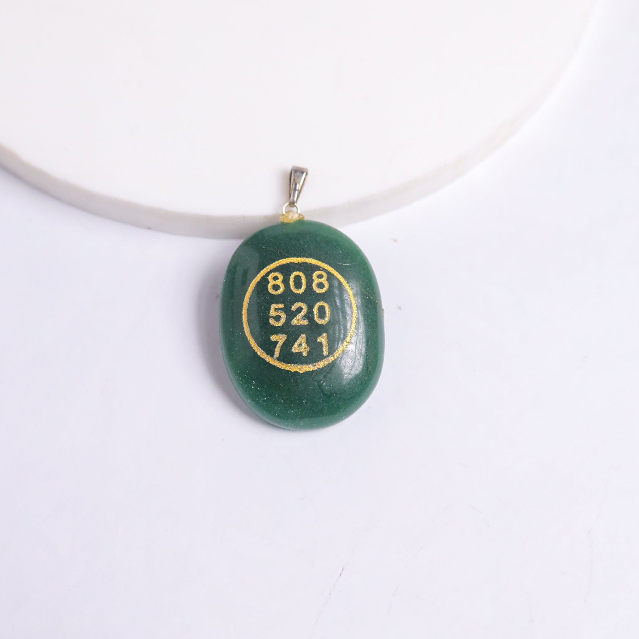 Natural Green Aventurine Zibu Coin Pendant Close Up