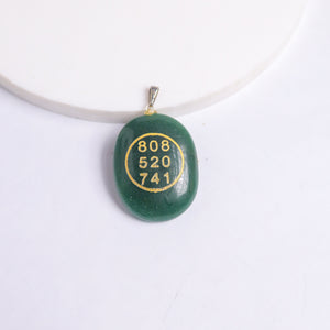 Natural Green Aventurine Zibu Coin Pendant Close Up