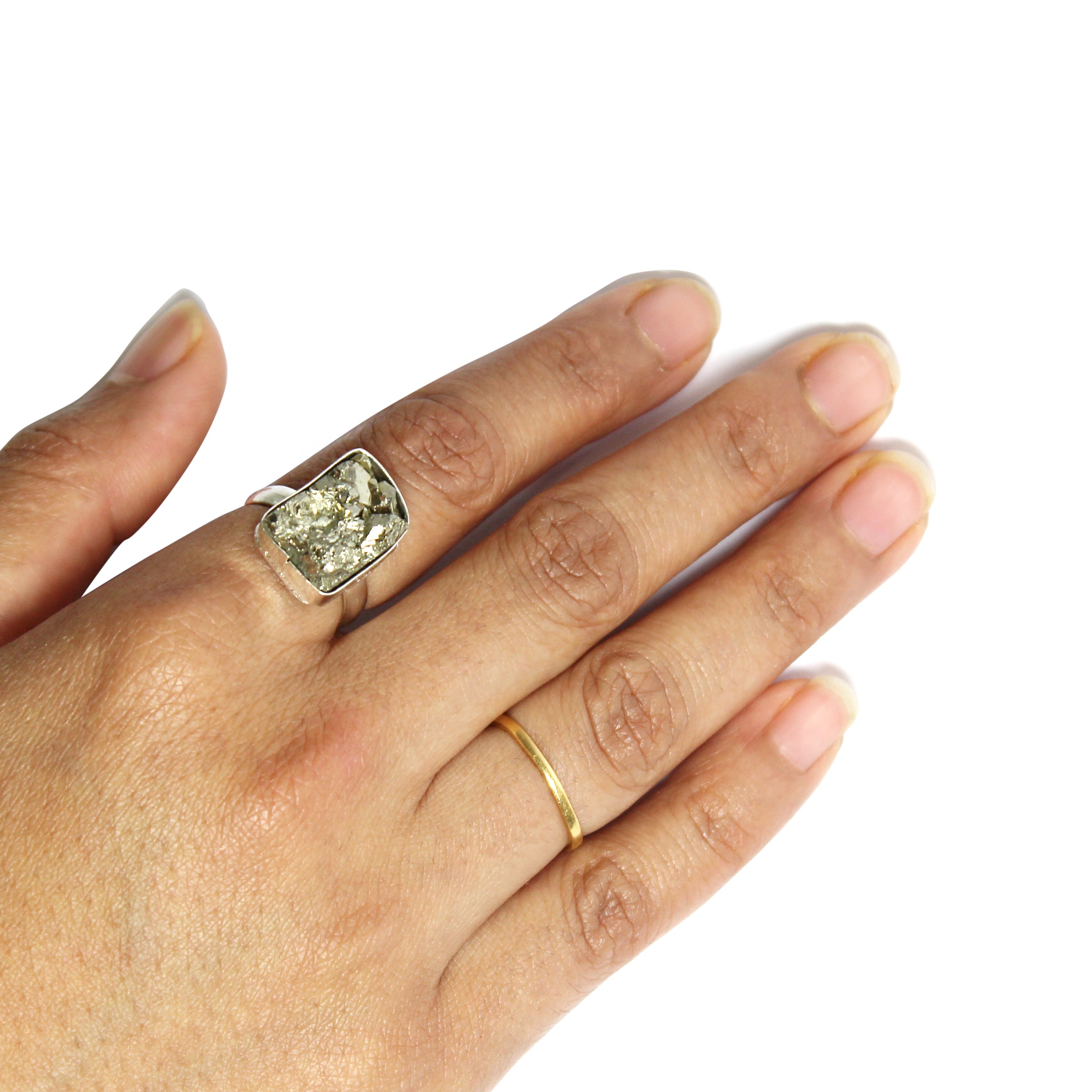 Natural Pyrite Ring Multiple Angles – Certified Crystal Ring | Bellarosa Gems