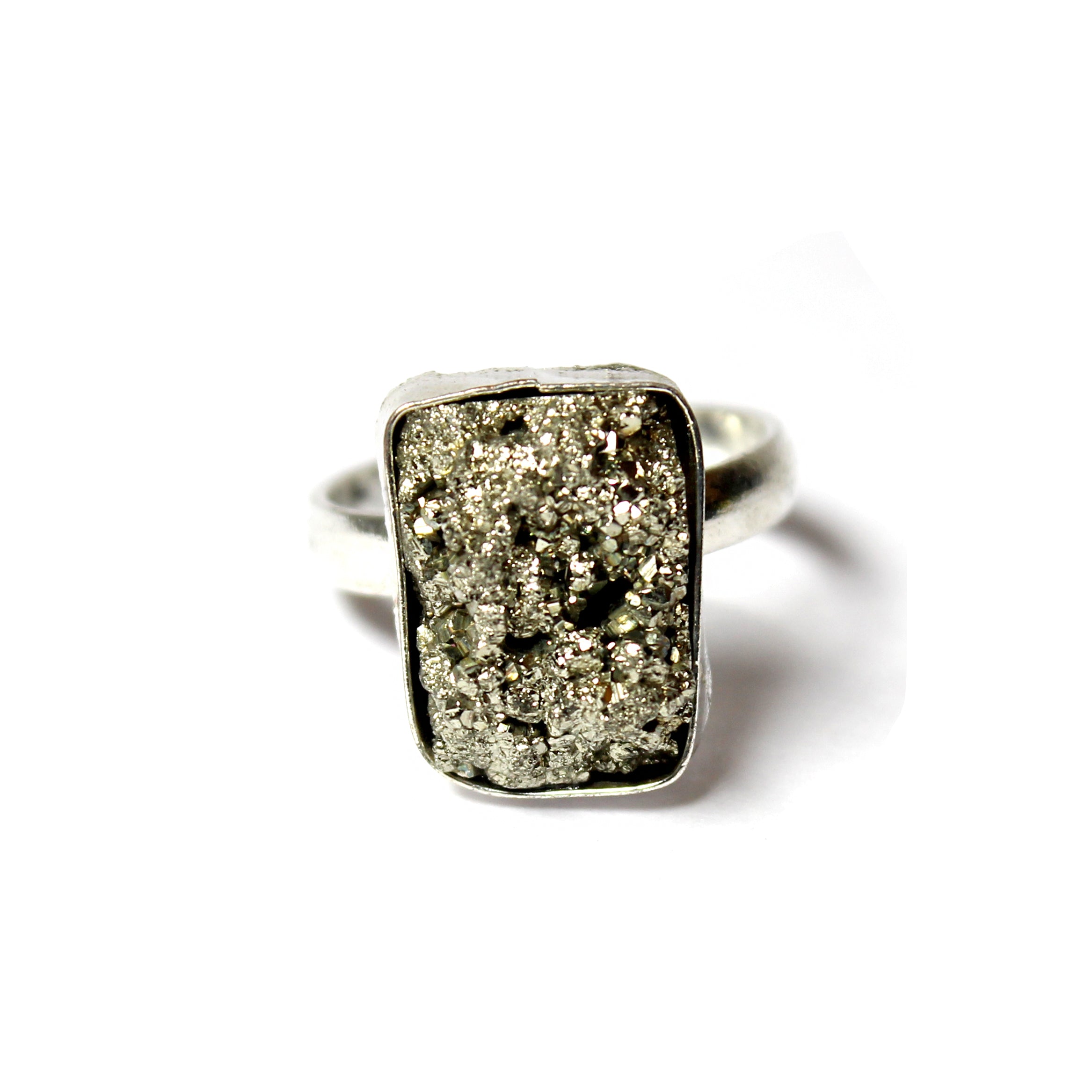 Natural Pyrite Ring Worn on Hand – Adjustable Crystal Ring | Bellarosa Gems Surat