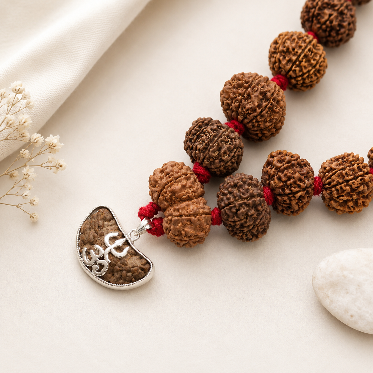 Natural Shree Siddha Mala Rudraksha | 925 Sterling Silver | Nepali | Certified