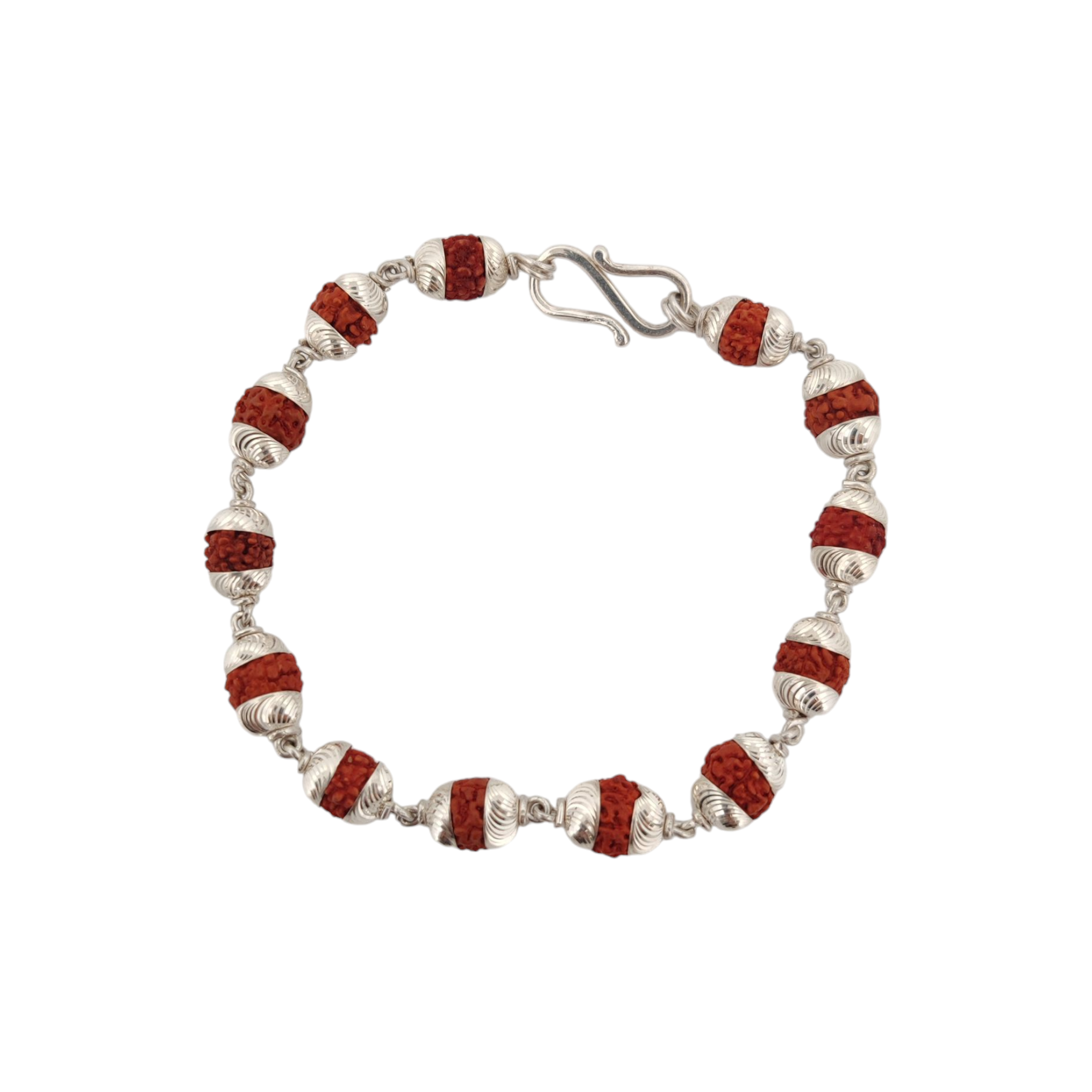 Natural 5 Mukhi Rudraksha Bracelet (925 Silver) (Indonesia)