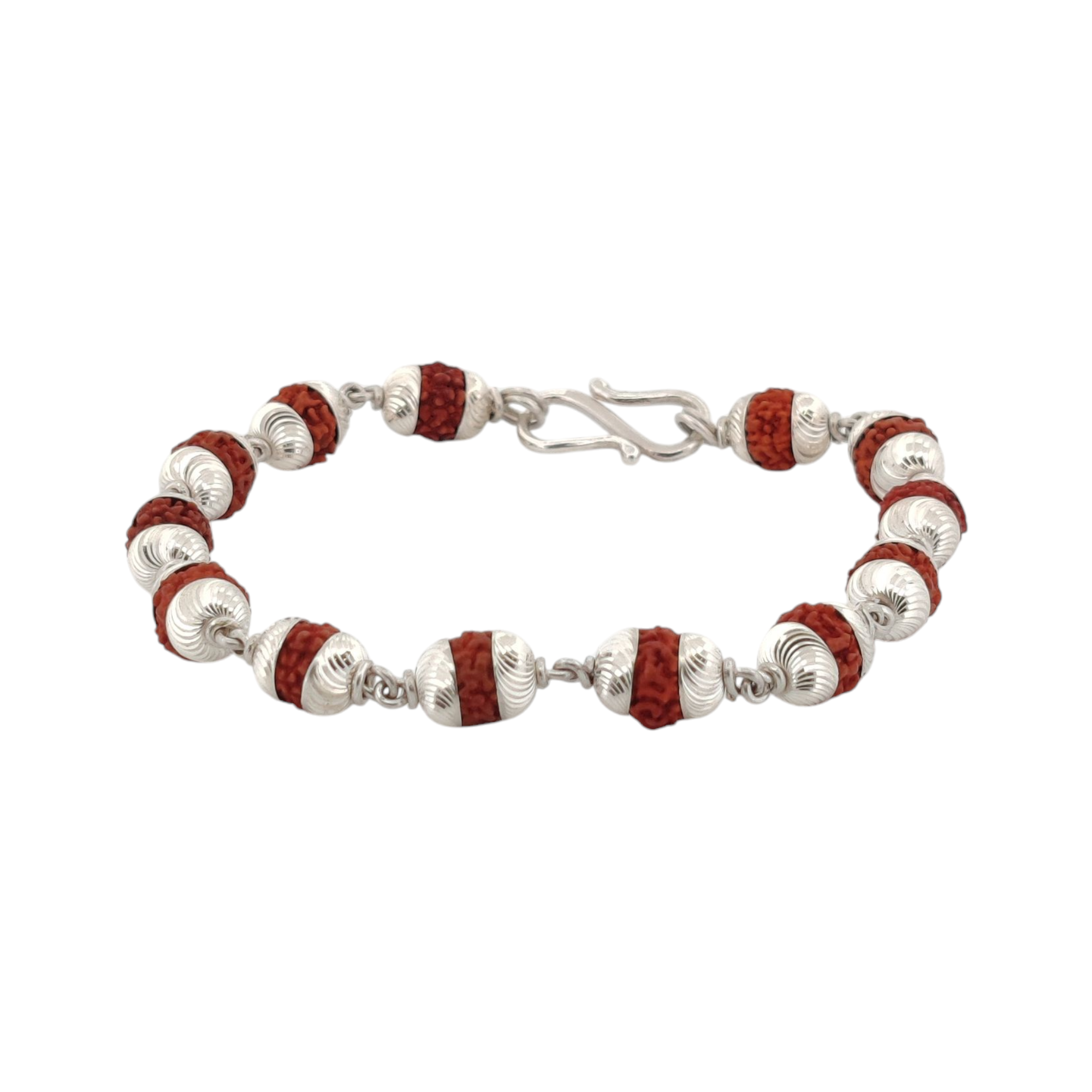 Natural 5 Mukhi Rudraksha Bracelet (925 Silver) (Indonesia)