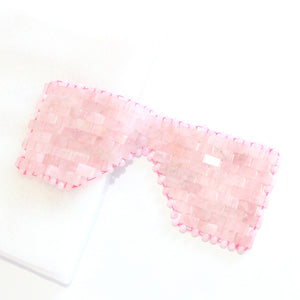 Natural Rose Quartz Eye Mask Close Up – Genuine Crystal Beads